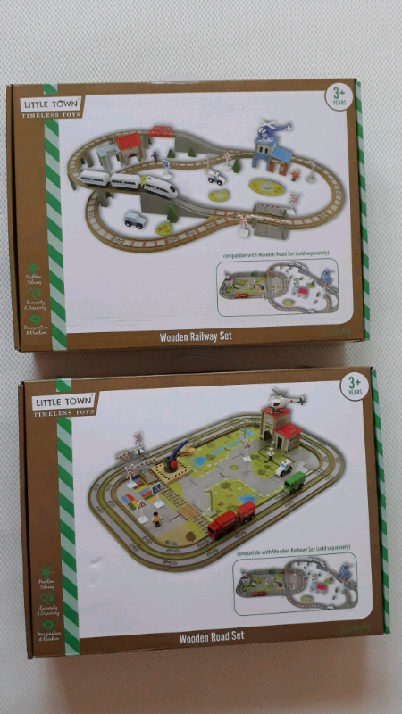 little town timeless toys wooden railway set